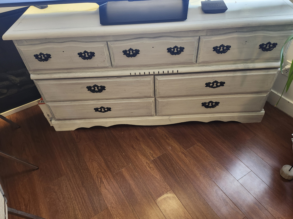White Dresser with Black Handles
