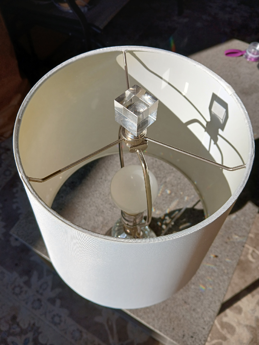 Crystal Ball Table Lamp with White Shade - photo 2