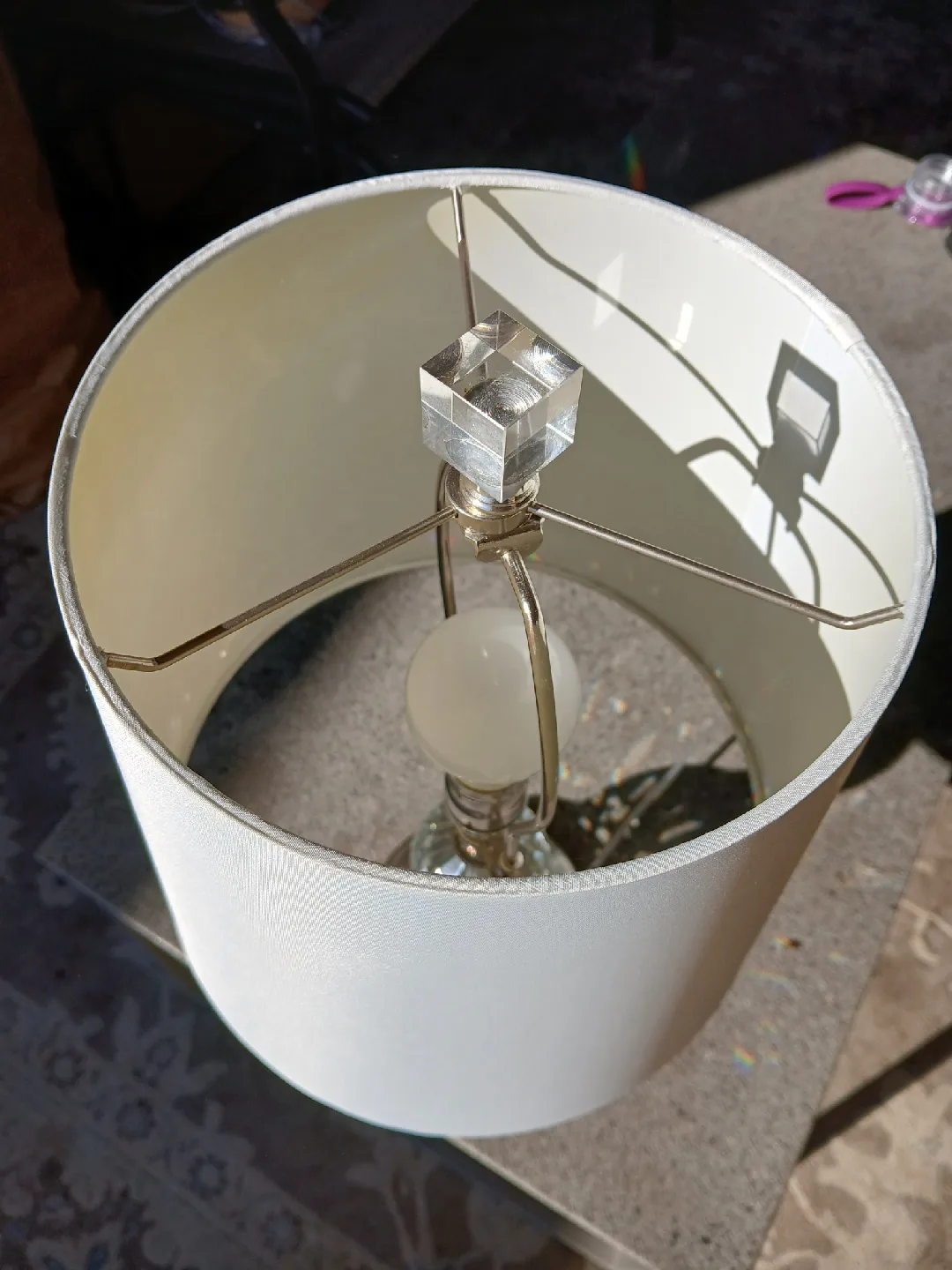 Crystal Ball Table Lamp with White Shade image indicator(2)