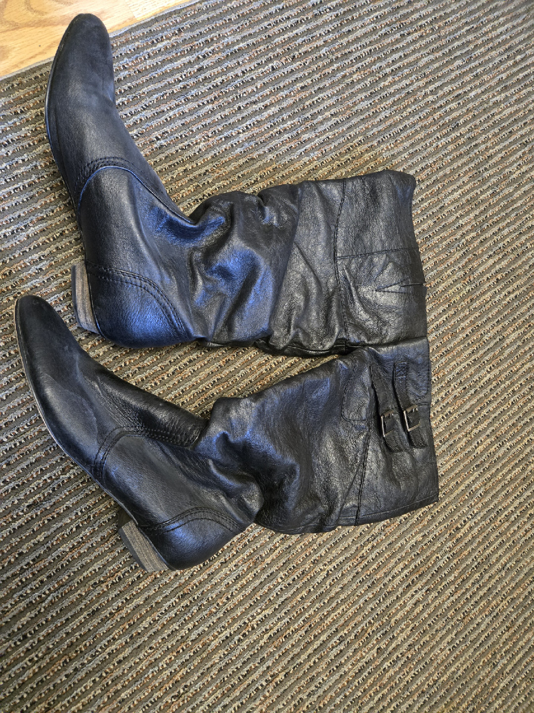 Steve Madden Branddy Black Leather Boots - Size 9.5