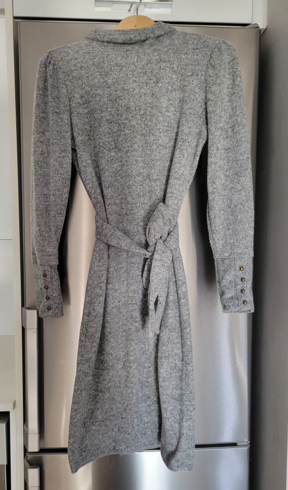 Grey Knit Belted Dress