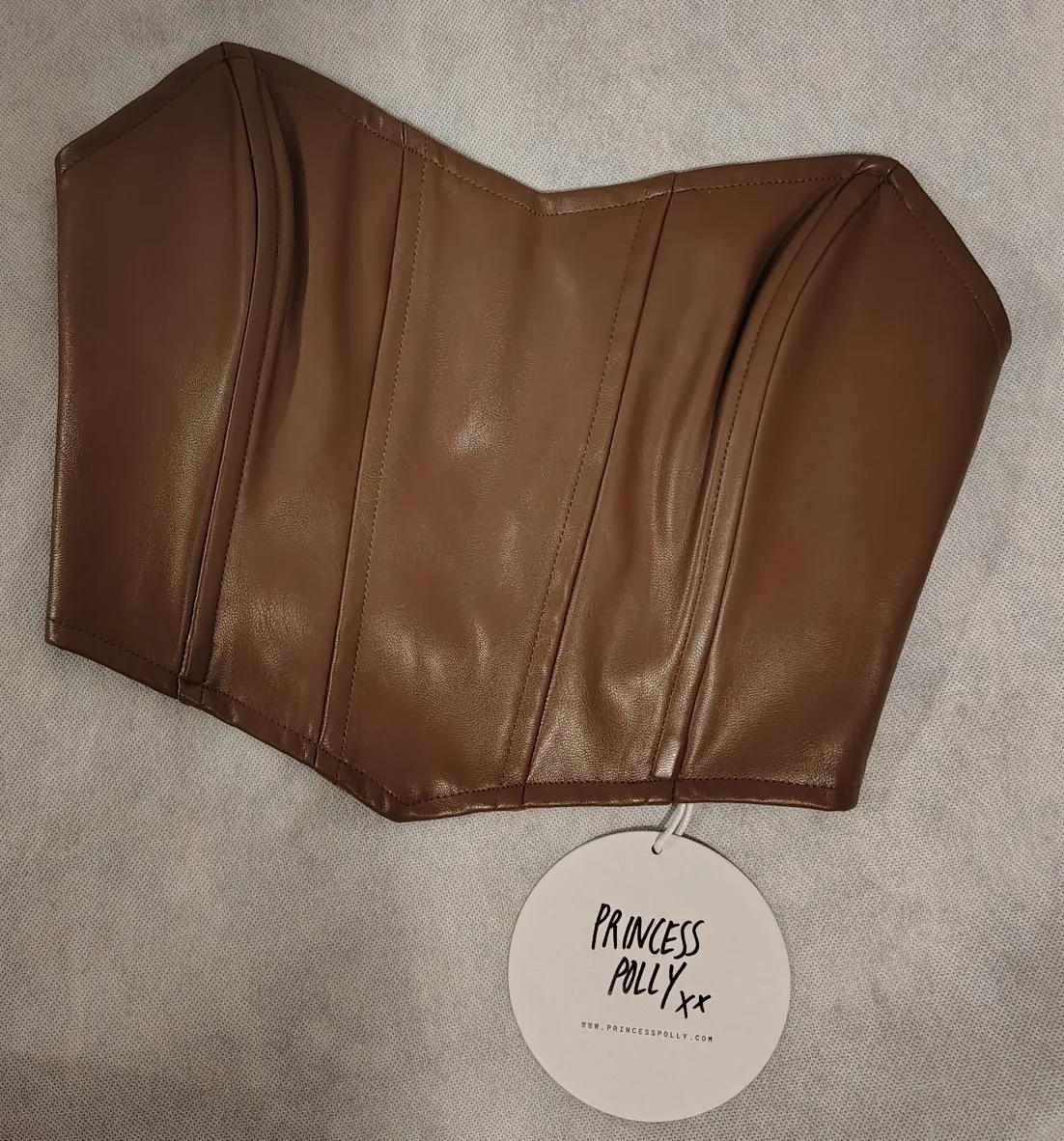 Princess Polly Jessica PU Bustier - Brown, Size 0 thumbnail