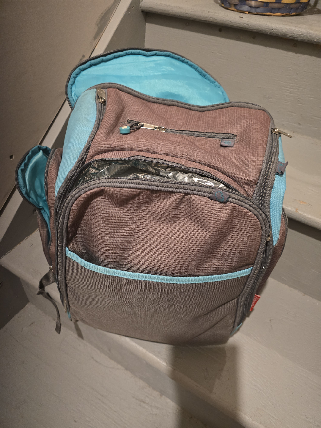 Skip Hop Diaper Bag Backpack - Brown & Blue 🥕