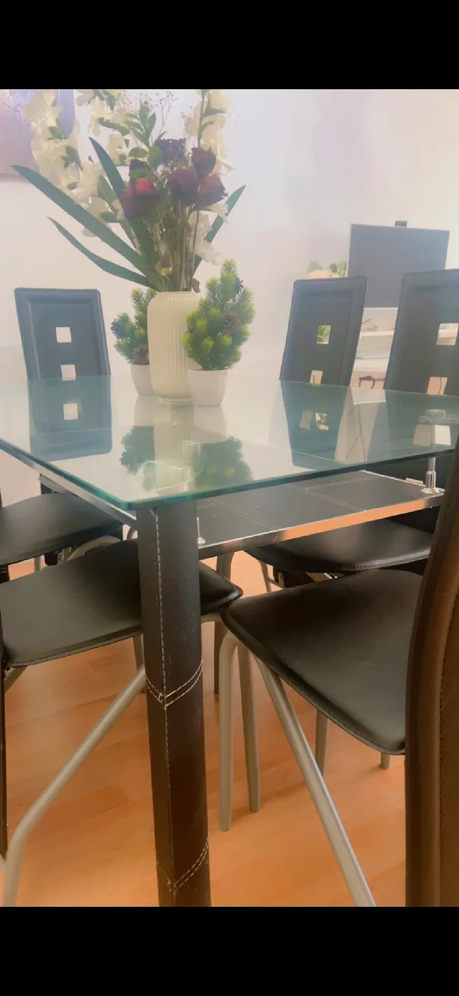 Glass Dining Table with 6 Chairs 🙂 image indicator(2)