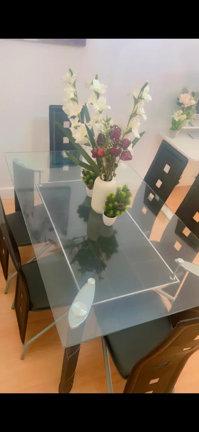 Glass Dining Table with 6 Chairs 🙂 image indicator(5)