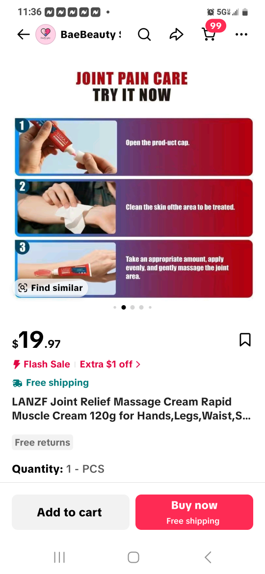 LANZF Joint Relief Massage Cream 120g - photo 3