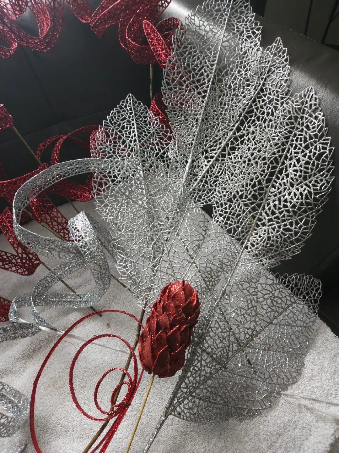 Christmas Decor Stems - Red and Silver - 12 image indicator(4)