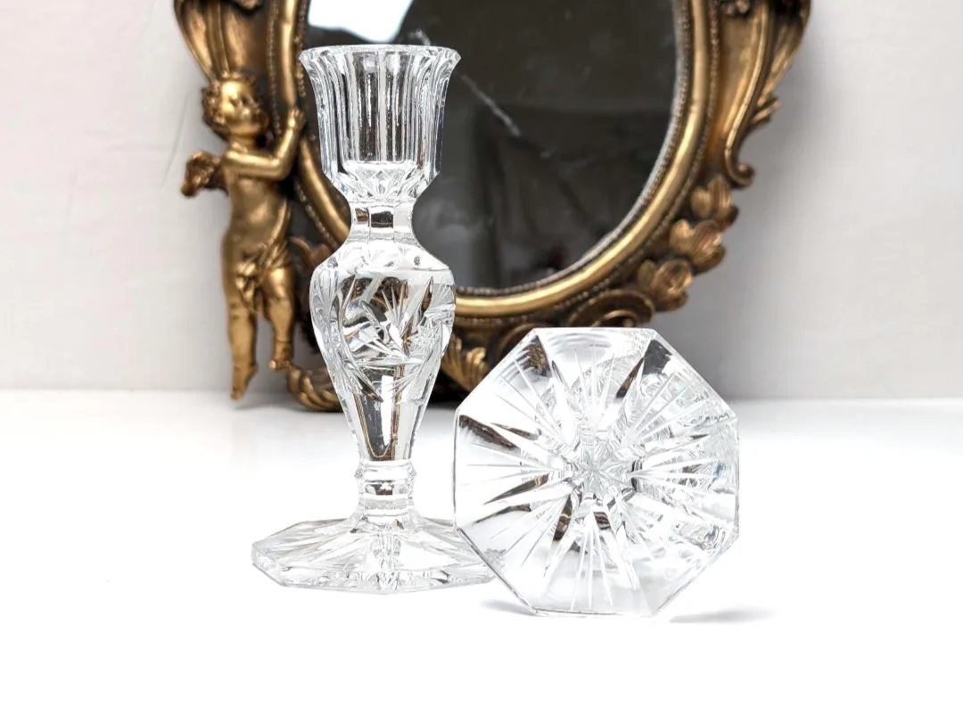 Crystal Candlestick Holders ~ Pinwheel Crystal image indicator(3)