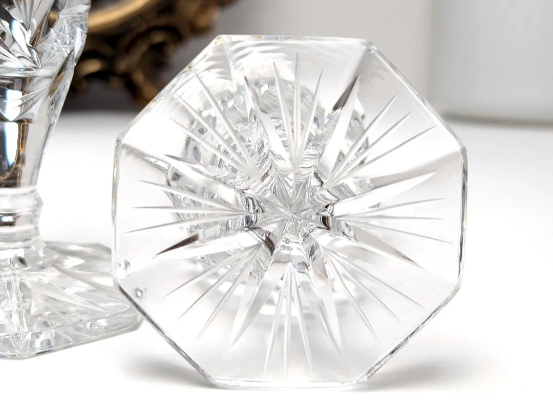 Crystal Candlestick Holders ~ Pinwheel Crystal image indicator(6)