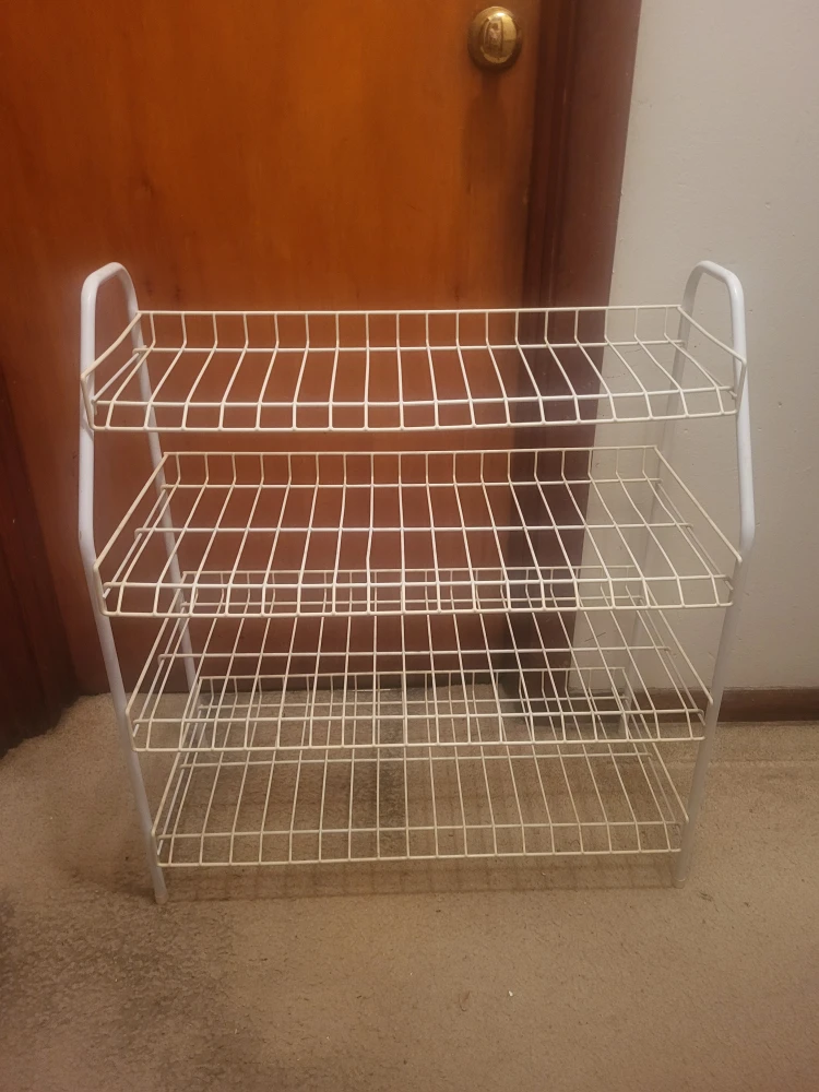 White 3-Tier Wire Shoe Rack