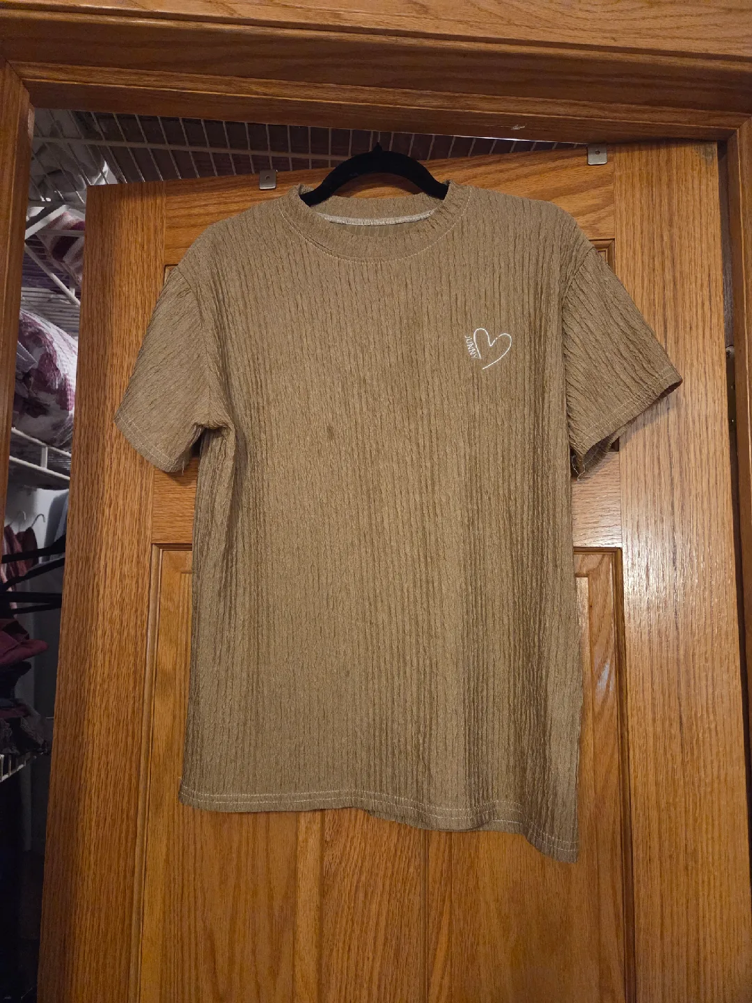 Brown Textured T-Shirt with Heart thumbnail