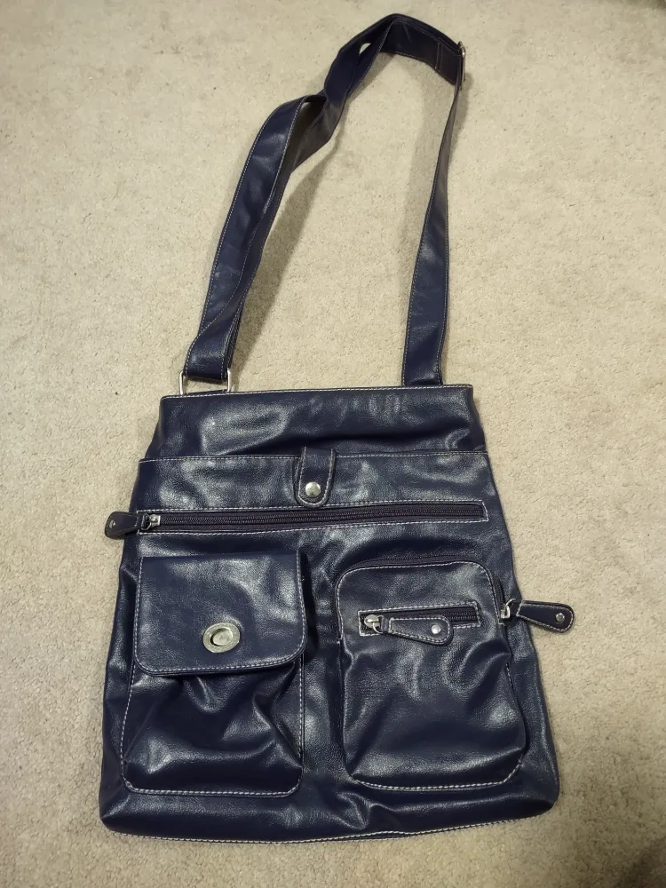 purple leather crossbody bag thumbnail