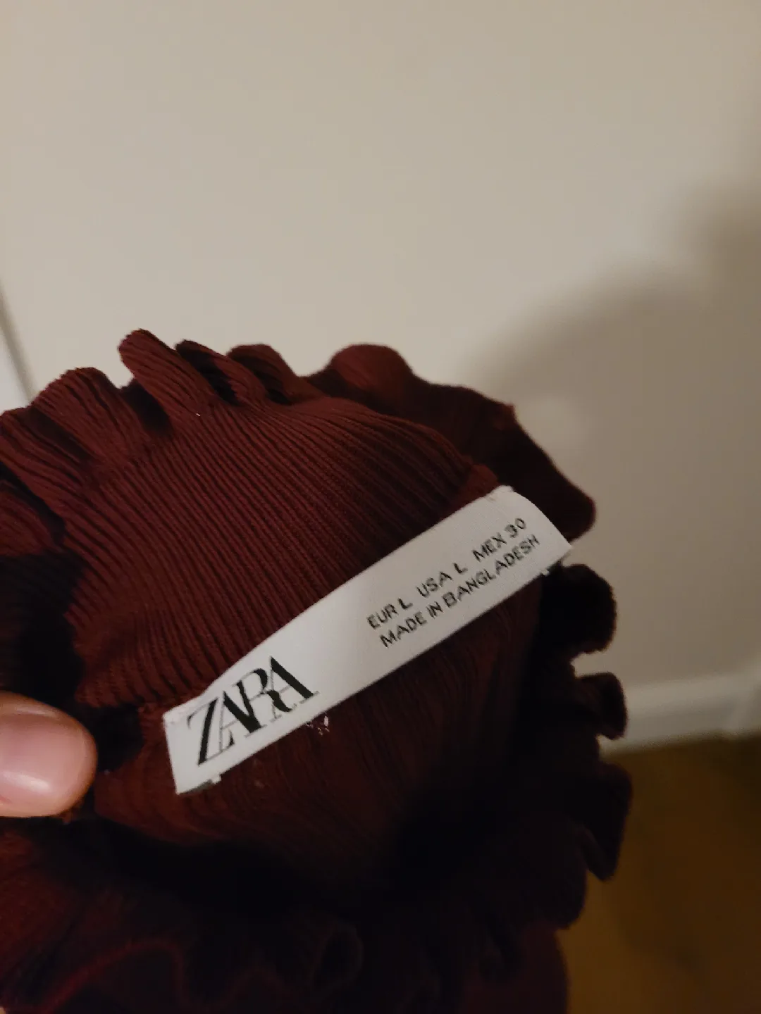 Zara Burgundy Long Sleeve Top - Size L image indicator(2)