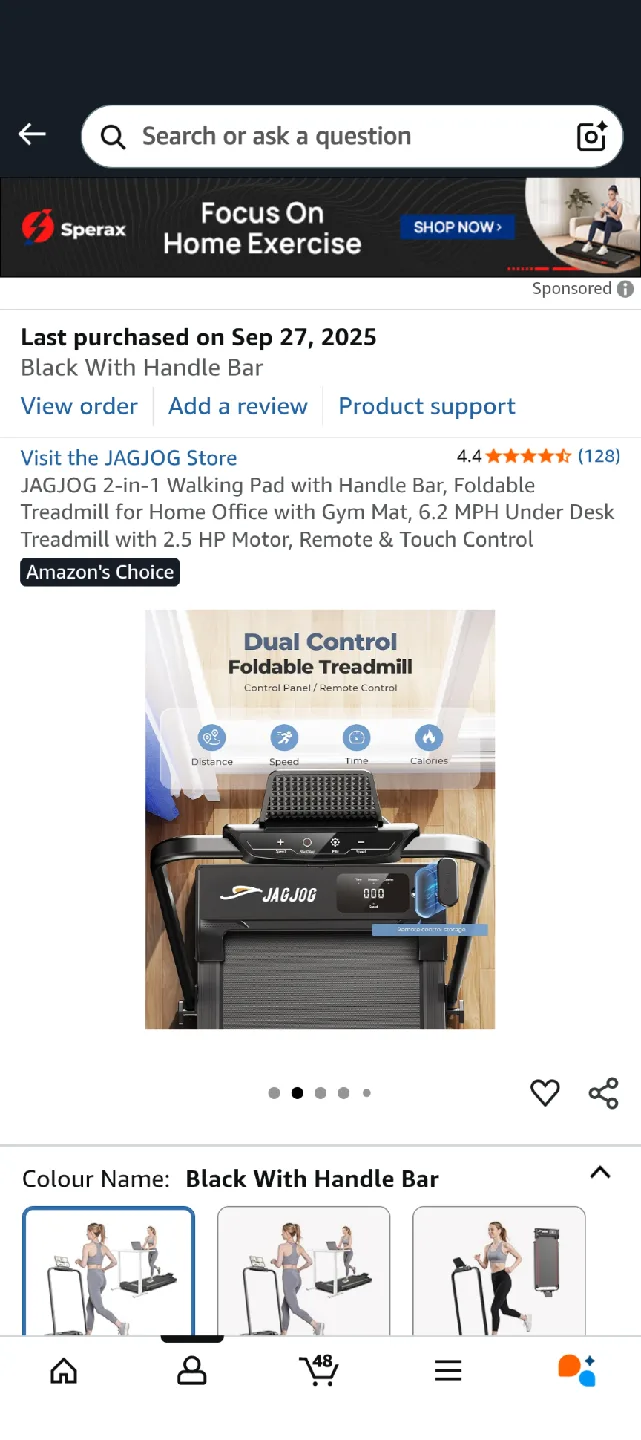 JAGJOG 2-in-1 Walking Pad Treadmill - Black image indicator(2)