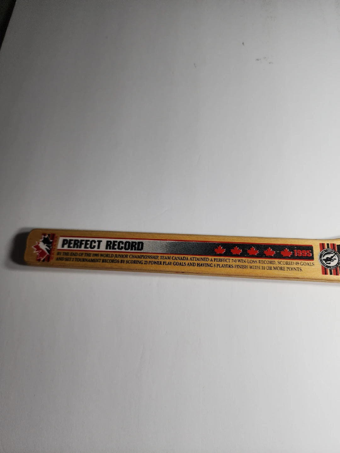 Canada 1995 World Juniors Mini Hockey Stick - photo 3