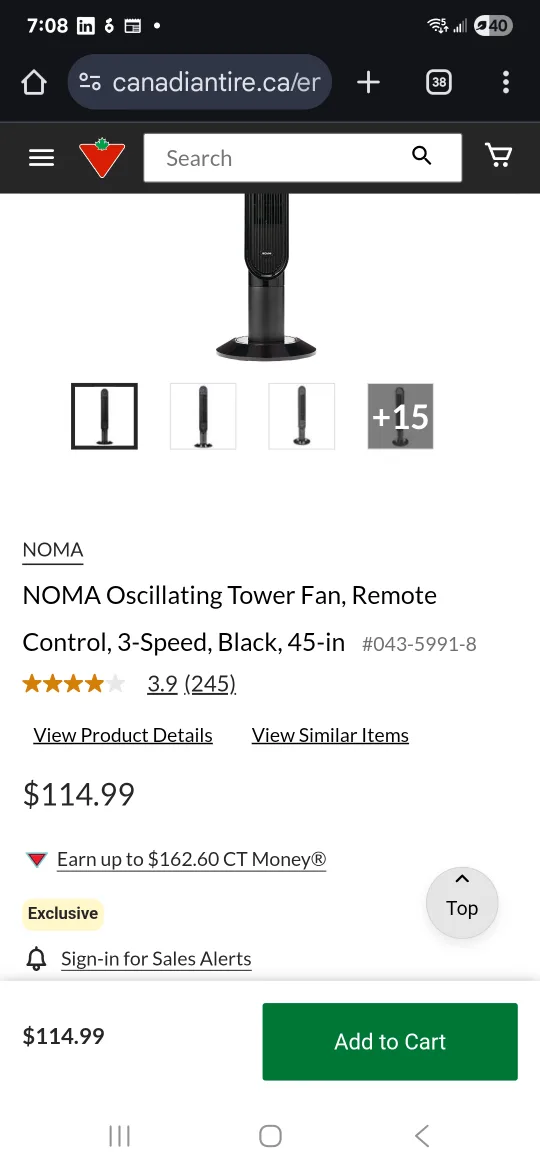 2 NOMA Oscillating Tower Fan - Black, 45-in image indicator(5)