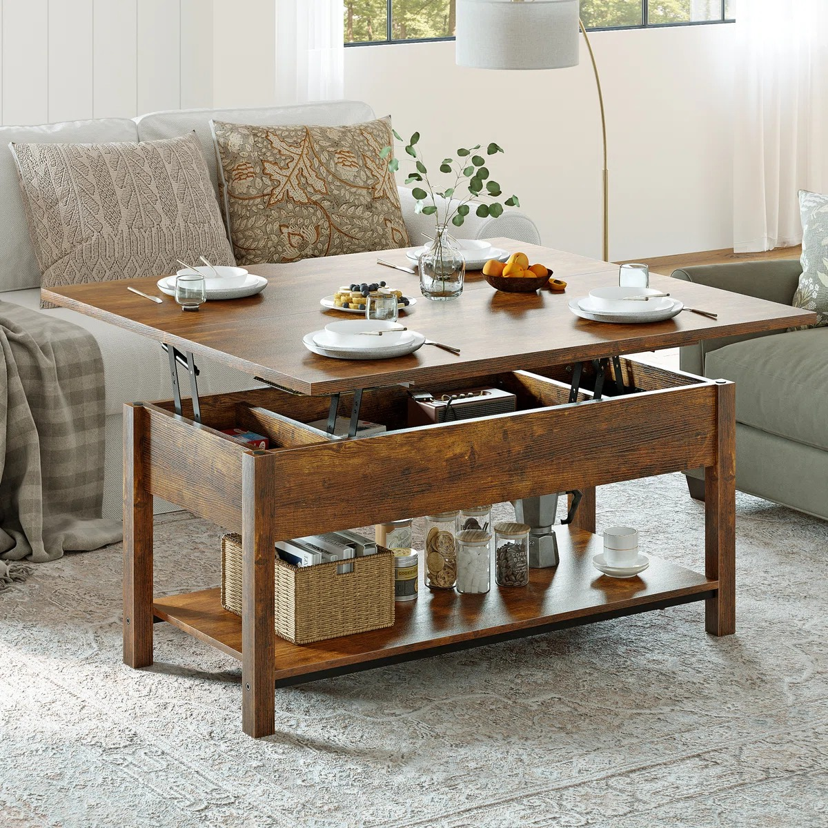 Lift Top Coffee Table with Storage - photo 2