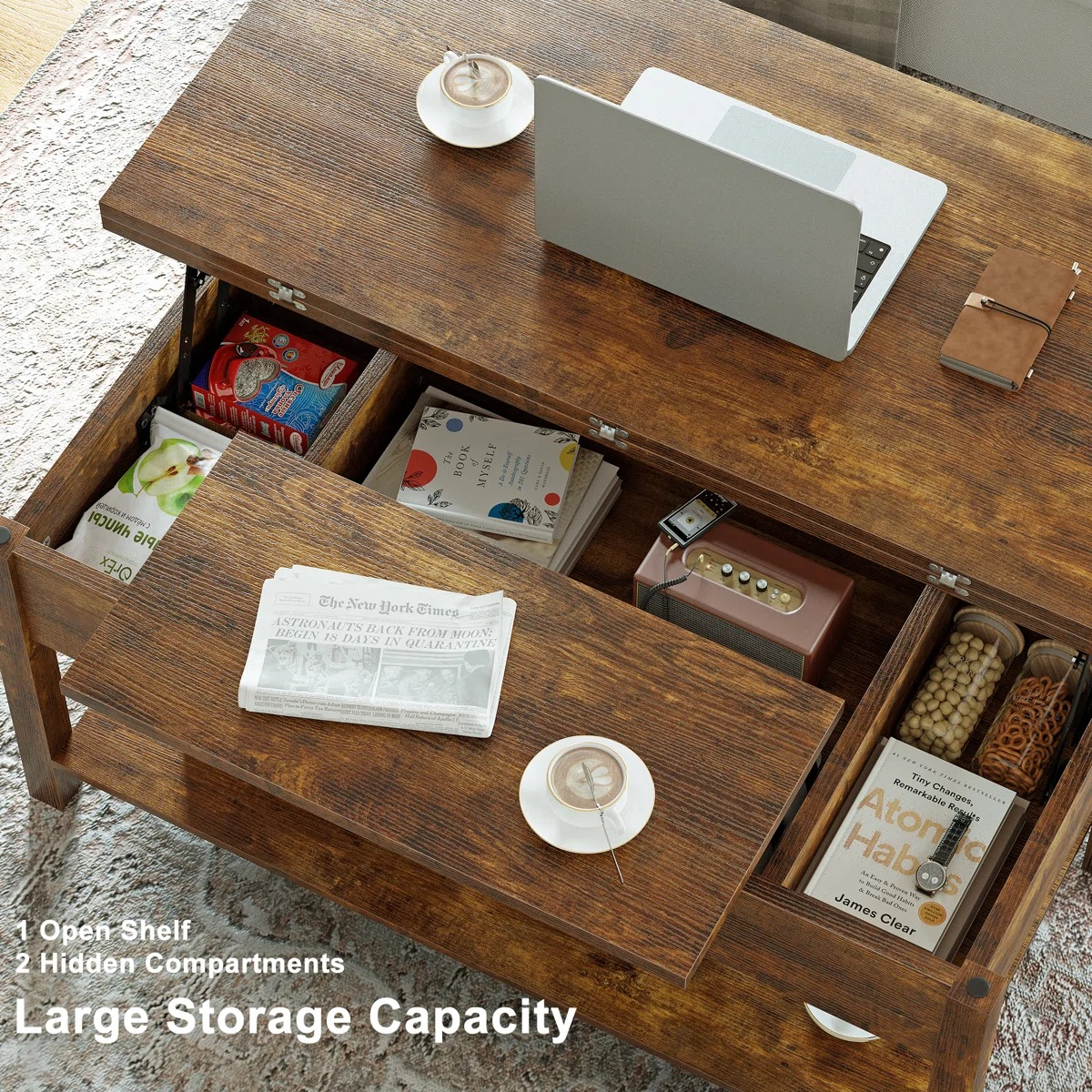 Lift Top Coffee Table with Storage - photo 3