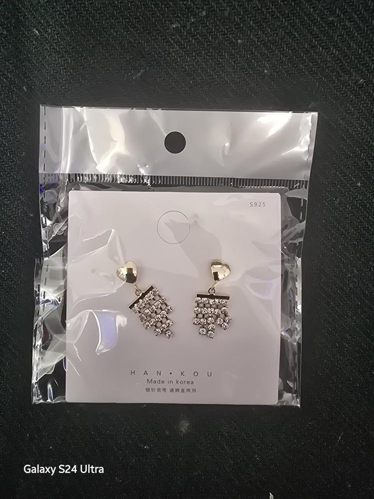 HAN.KOU Gold Heart Dangle Earrings - New - S925 - photo 2