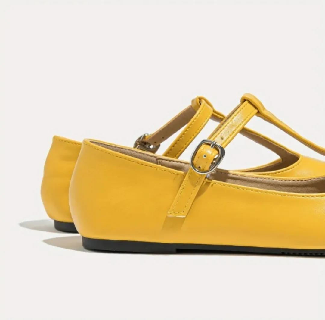 Yellow T-Strap Flats image indicator(3)