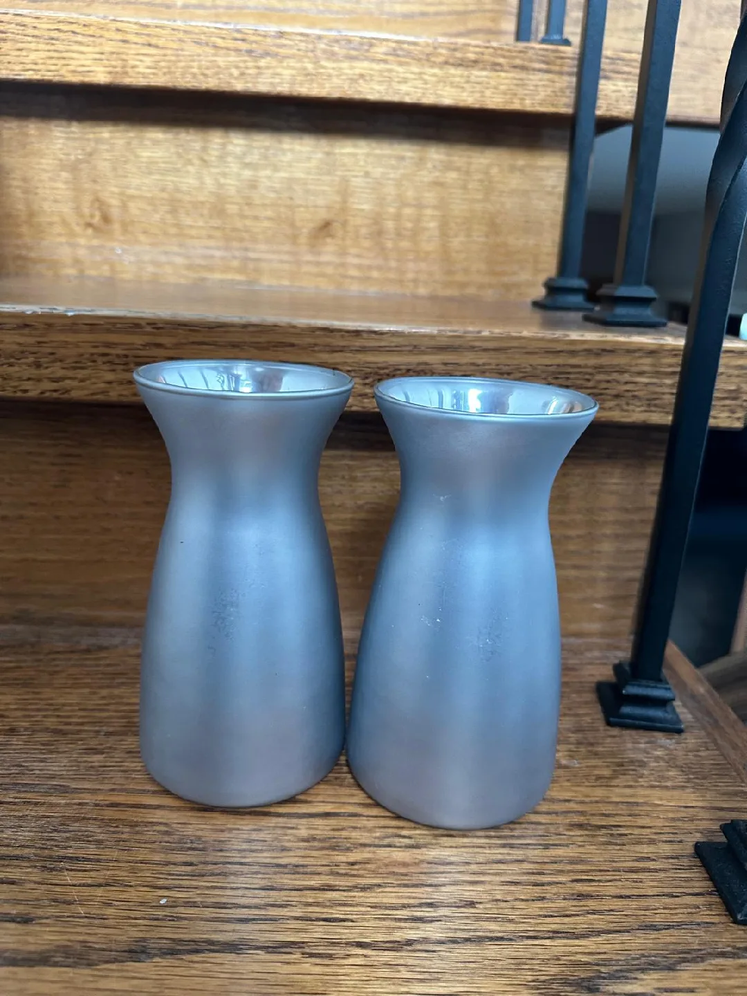 Set of 2 Small Silver Vases thumbnail