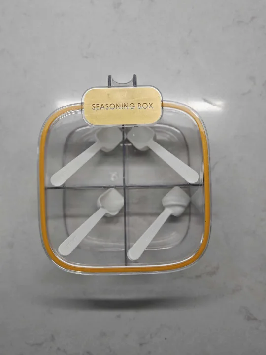SCRATCHED FROM SHIPMENT Clear Seasoning Box with Spoons image indicator(3)