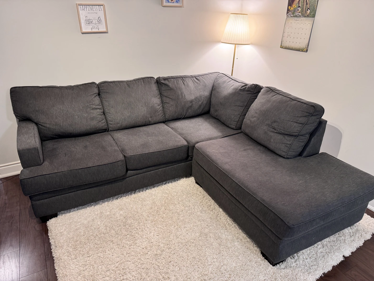Cozy Grey Two Piece  Sectional Sofa