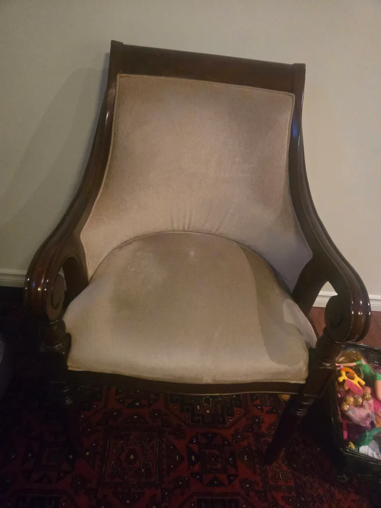 Antique Armchair - Beige Fabric, Dark Wood image indicator(2)