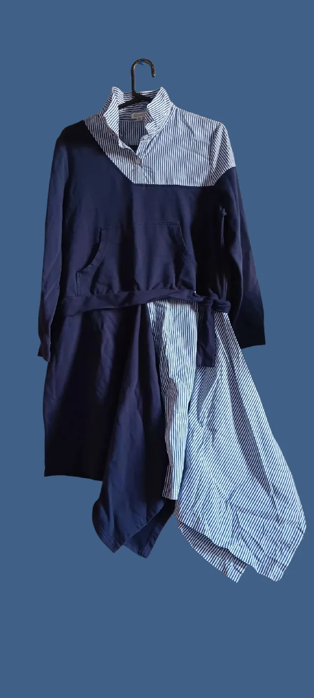 Striped & Navy Blue Dress