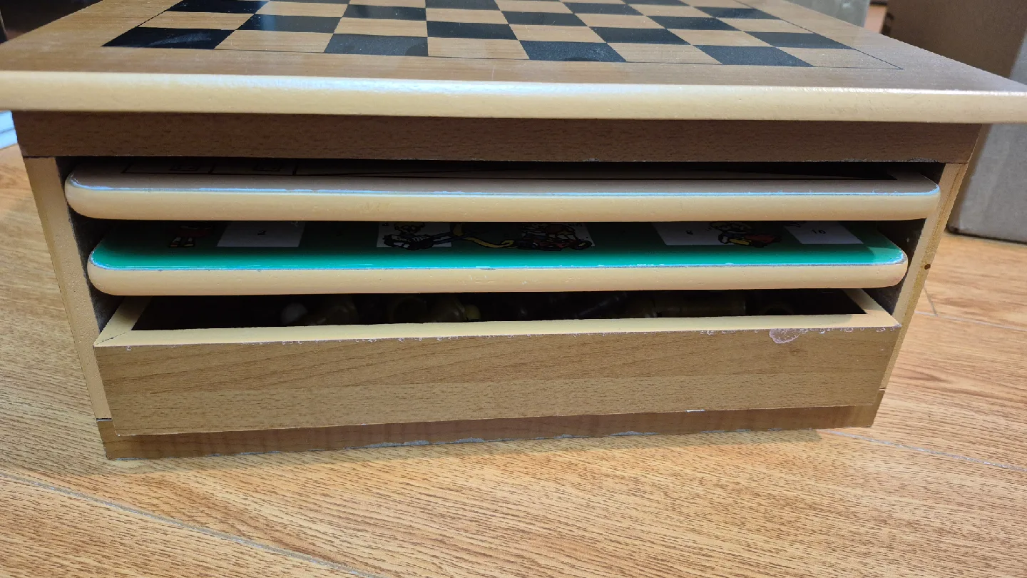 Vintage Wooden 5-in-1 Board Game Set image indicator(8)