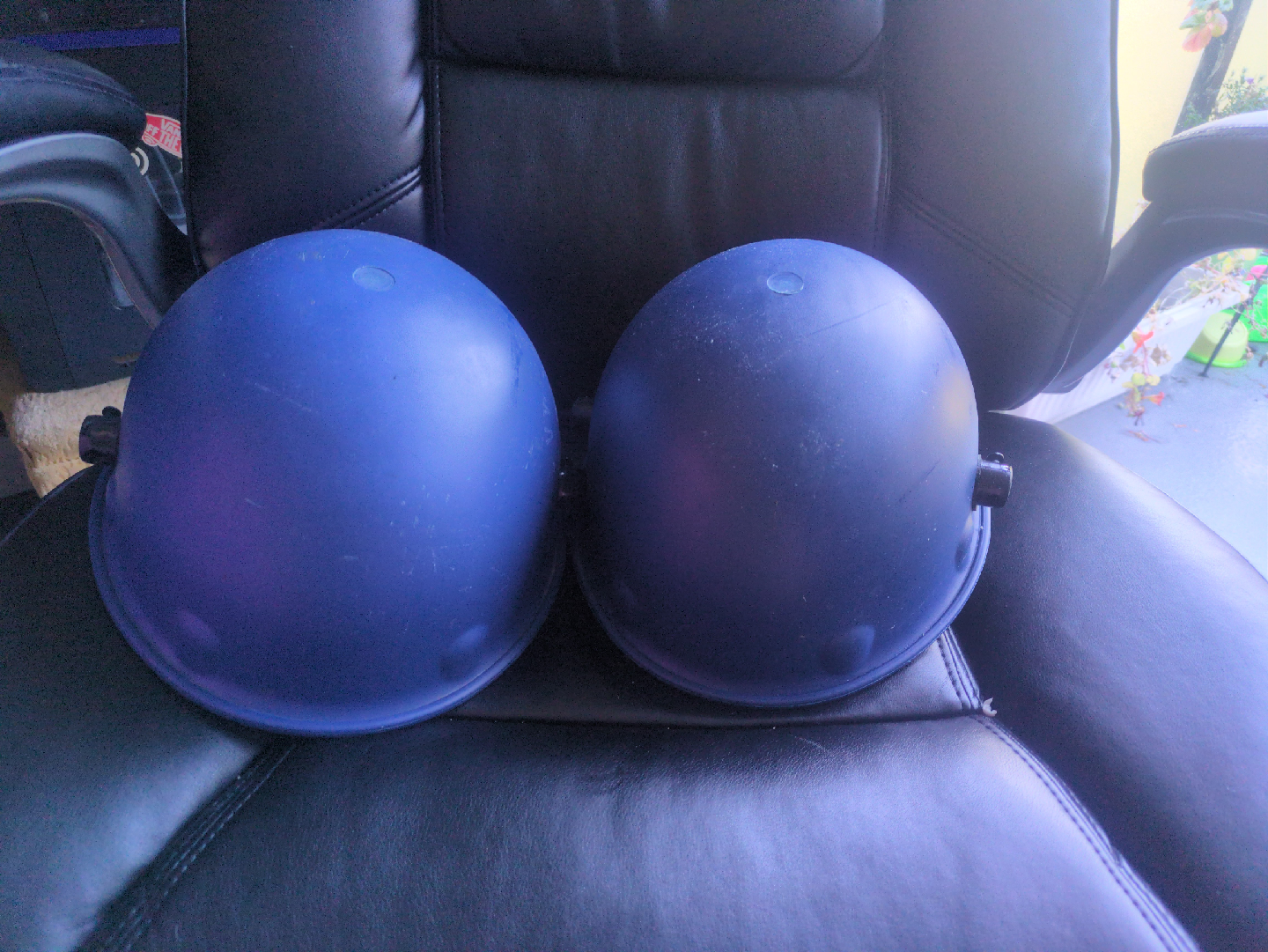 Two Blue Hard Hats