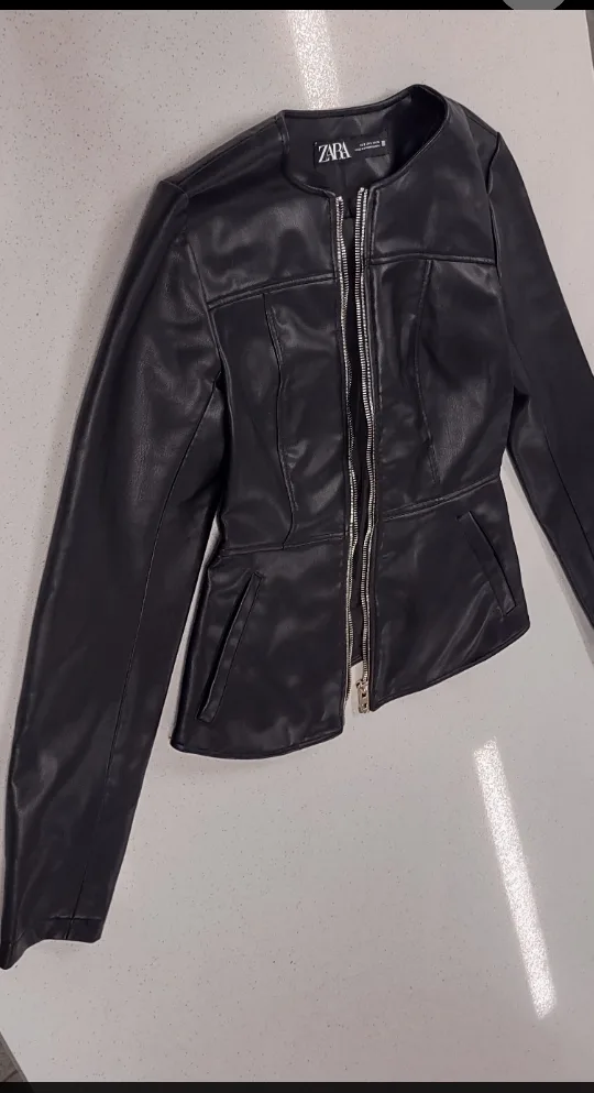 Zara Black Faux Leather Jacket image indicator(7)