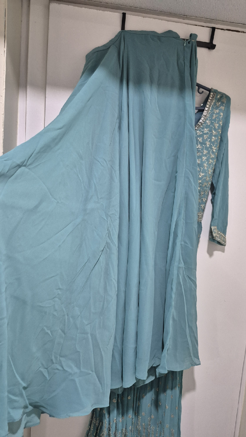 Teal Embellished Anarkali Dress - photo 4