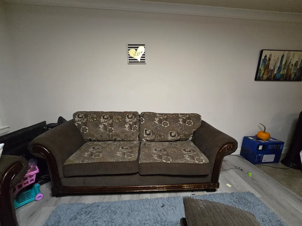 2 Brown Floral Pattern Loveseat Sofa image indicator(3)