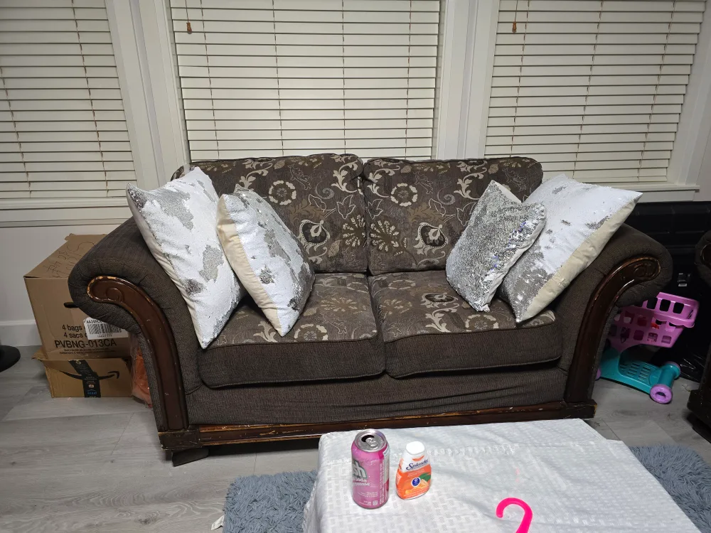 2 Brown Floral Pattern Loveseat Sofa image indicator(5)