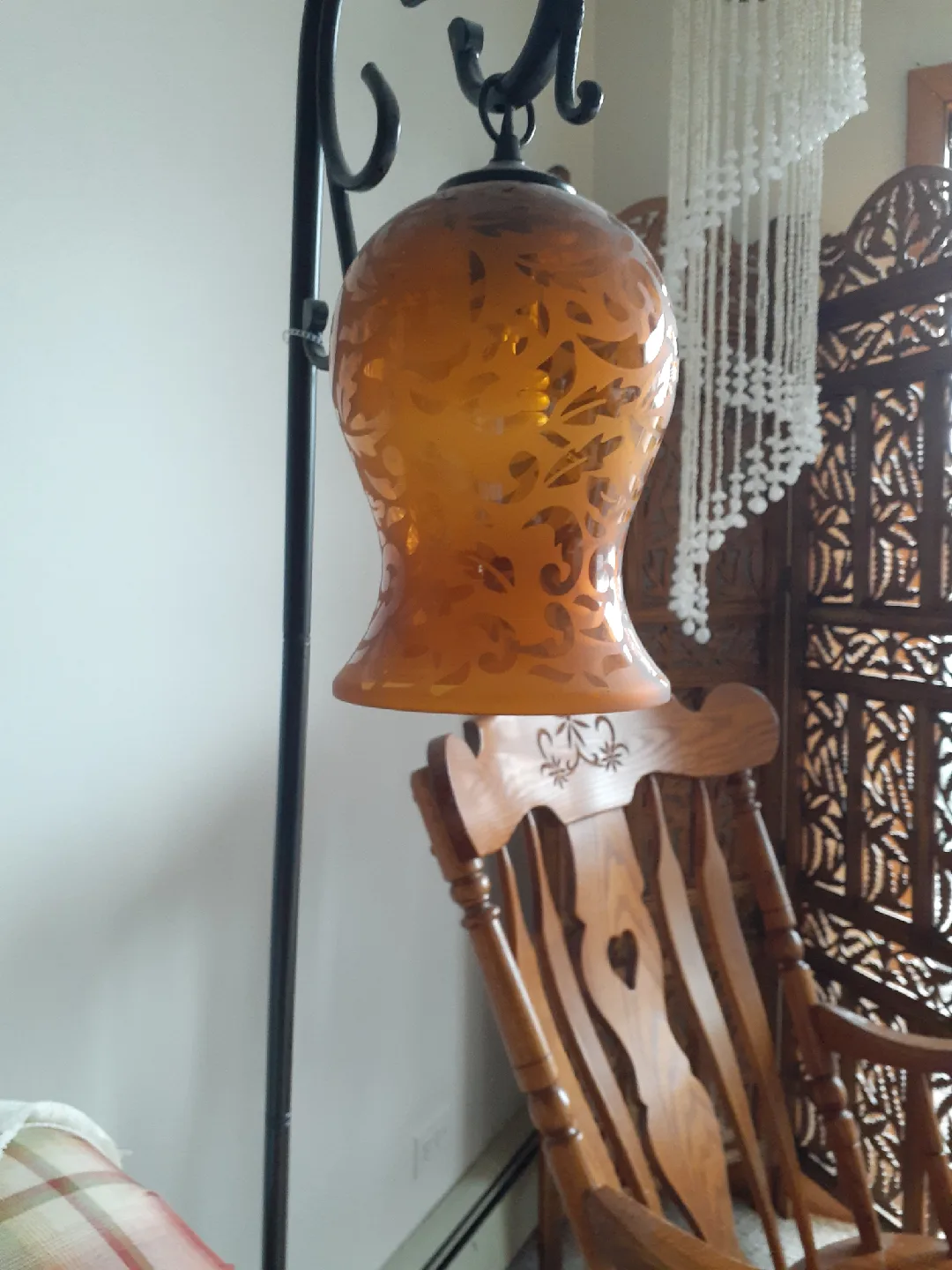 Amber Glass Floor Lamp with foot pedal image indicator(4)