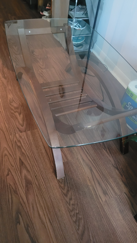 Glass Top Coffee Table with Wood Frame - photo 2