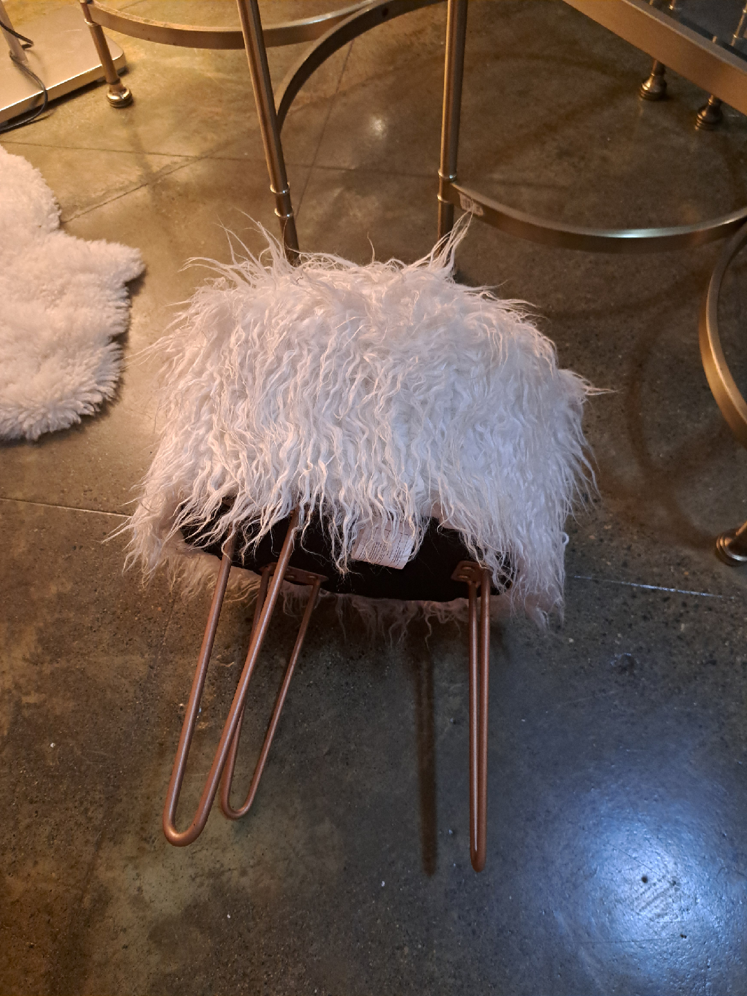 Faux Fur Stool with Metal Legs - photo 4