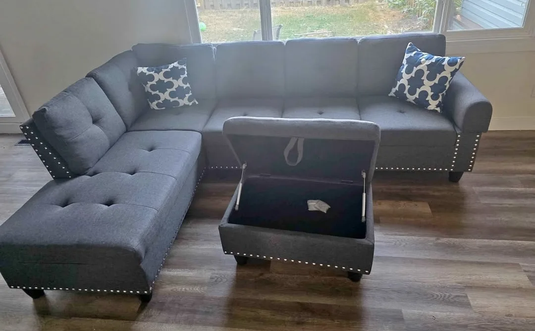 Grey Sectional Sofa with Ottoman image indicator(2)