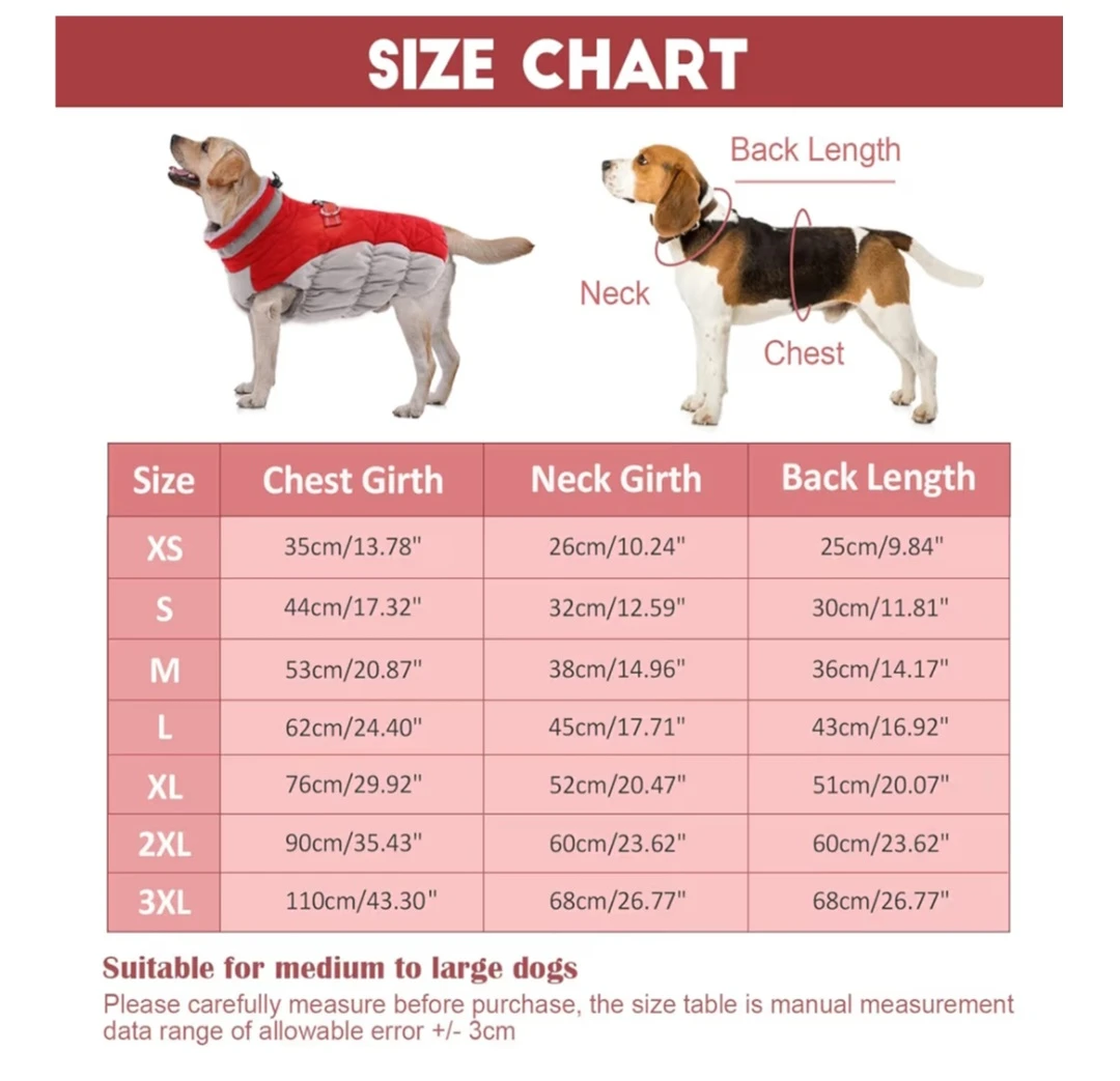 Red & Grey Warm Dog Winter Coat, Size XL - photo 2