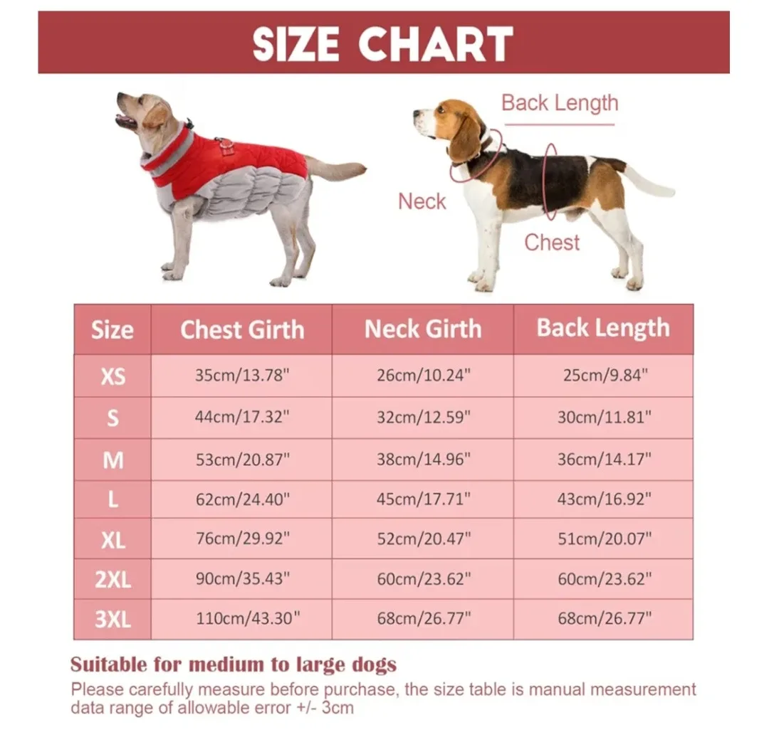 Red & Grey Warm Dog Winter Coat, Size XL image indicator(2)