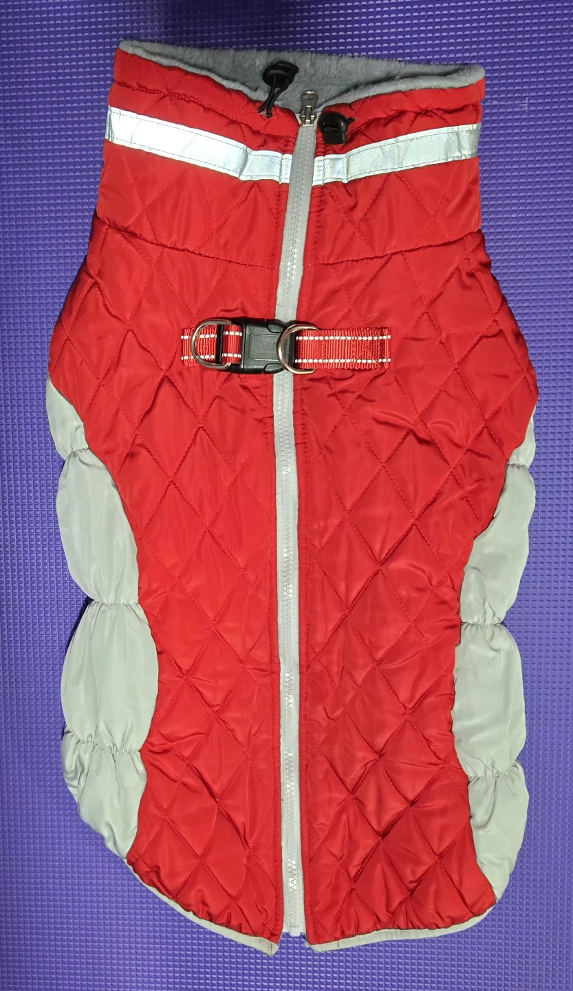 Red & Grey Warm Dog Winter Coat, Size XL - photo 3