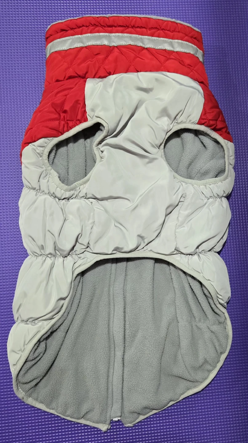 Red & Grey Warm Dog Winter Coat, Size XL - photo 4