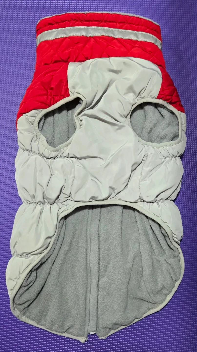 Red & Grey Warm Dog Winter Coat, Size XL image indicator(4)