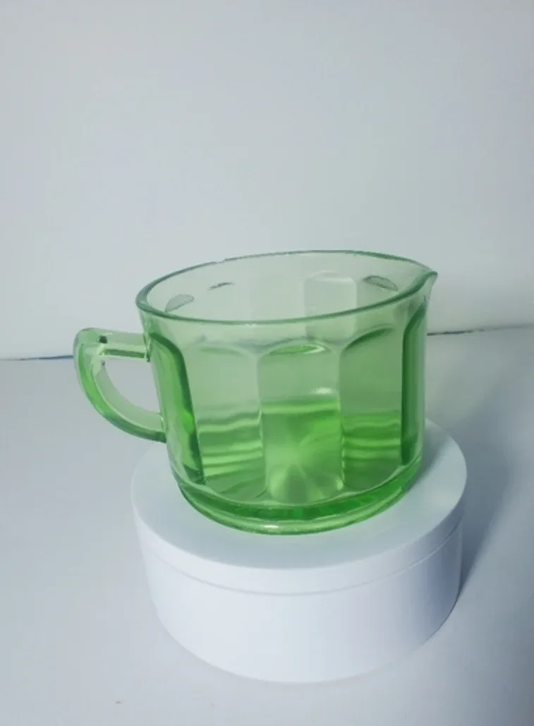 Antique Creamer With Handle Uranium Glass image indicator(2)