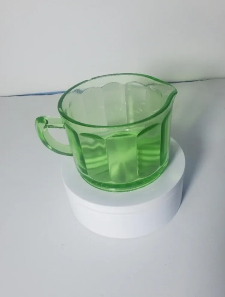 Antique Creamer With Handle Uranium Glass image indicator(3)