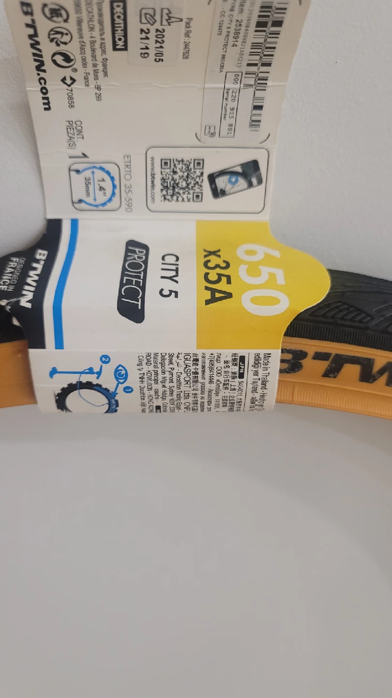 BTWIN City 5 Protect Bike Tire - 650 x 35A - photo 2