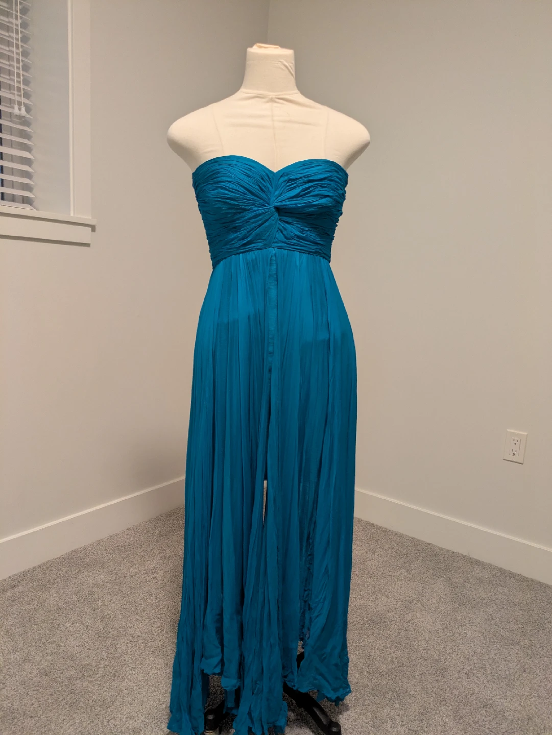 Formal Teal Strapless Maxi Dress