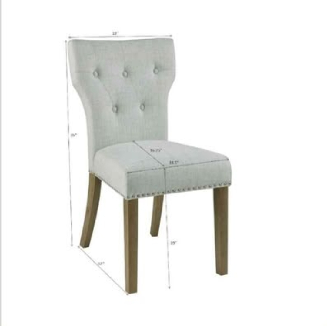 Pair (2)Upholstered Dining Chair - Gray and Light Green - photo 2