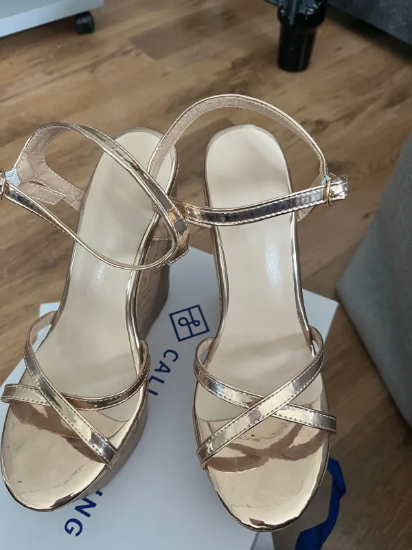 Gold Wedge Sandals - Size 7.5 thumbnail